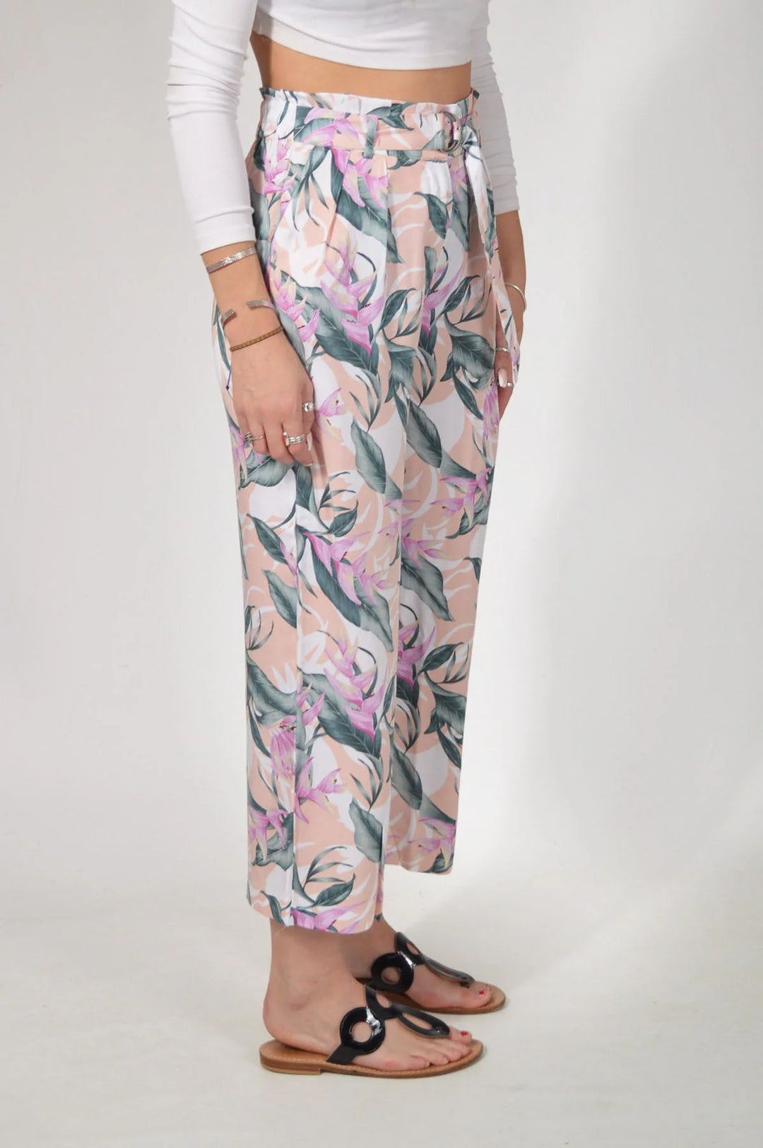 Oasis Floral Wide Leg Crop Trousers