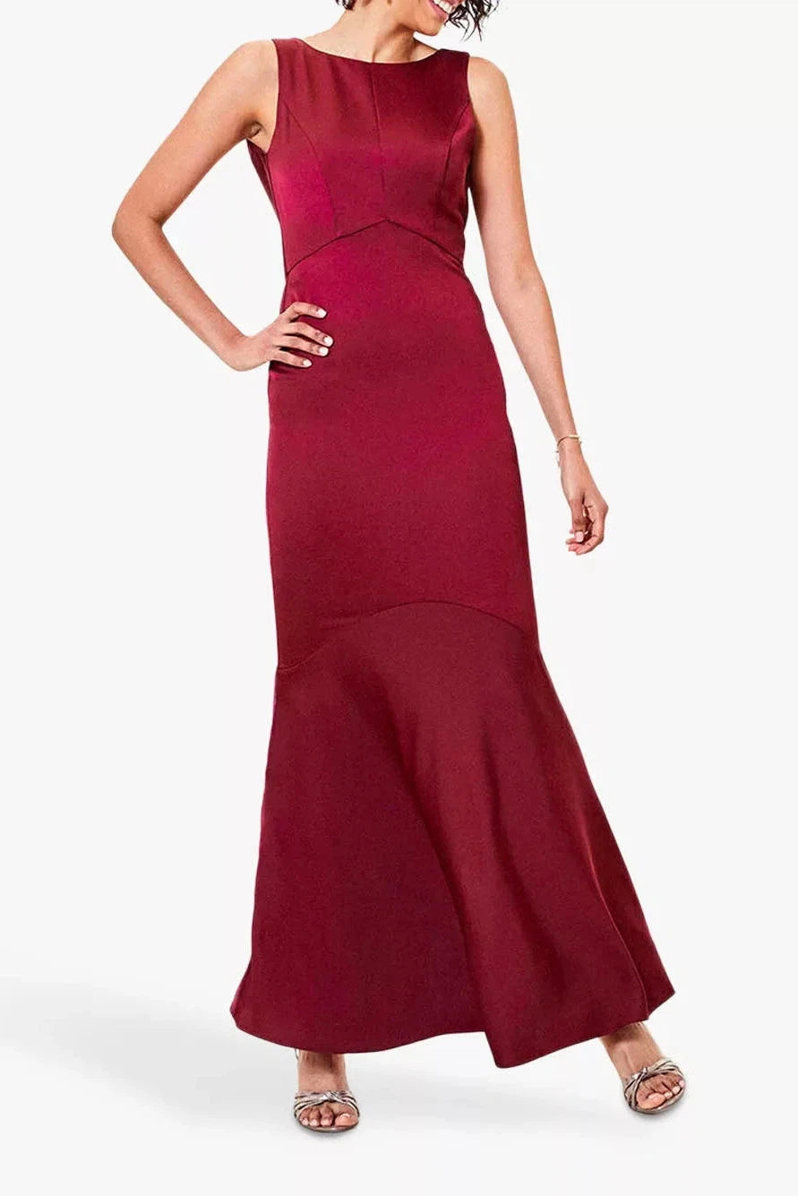 Oasis Satin Mermaid Maxi Dress Burgundy / 6