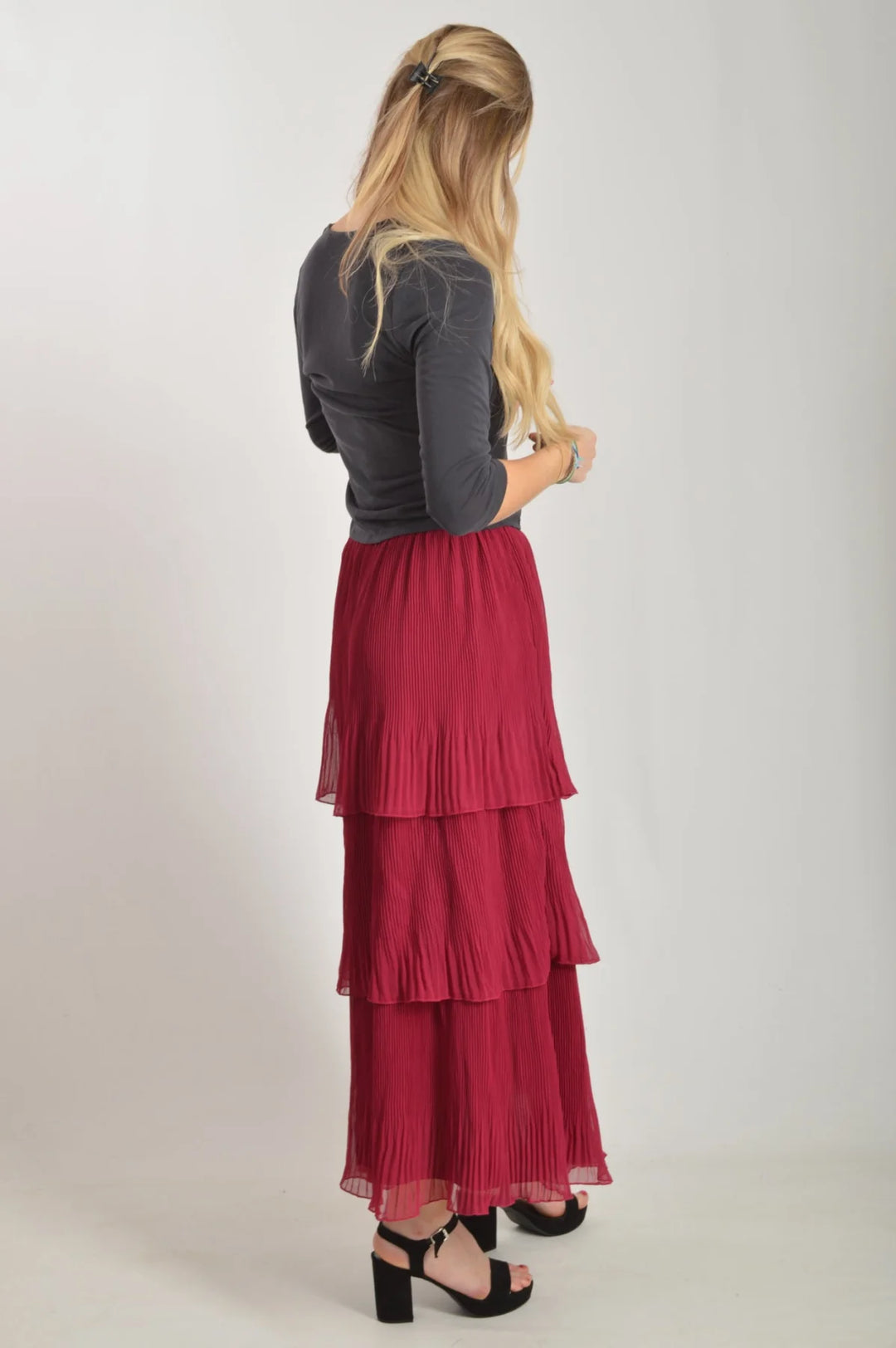 Oasis Tiered Plisse Maxi Skirt