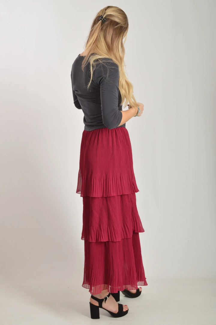 Oasis Tiered Plisse Maxi Skirt