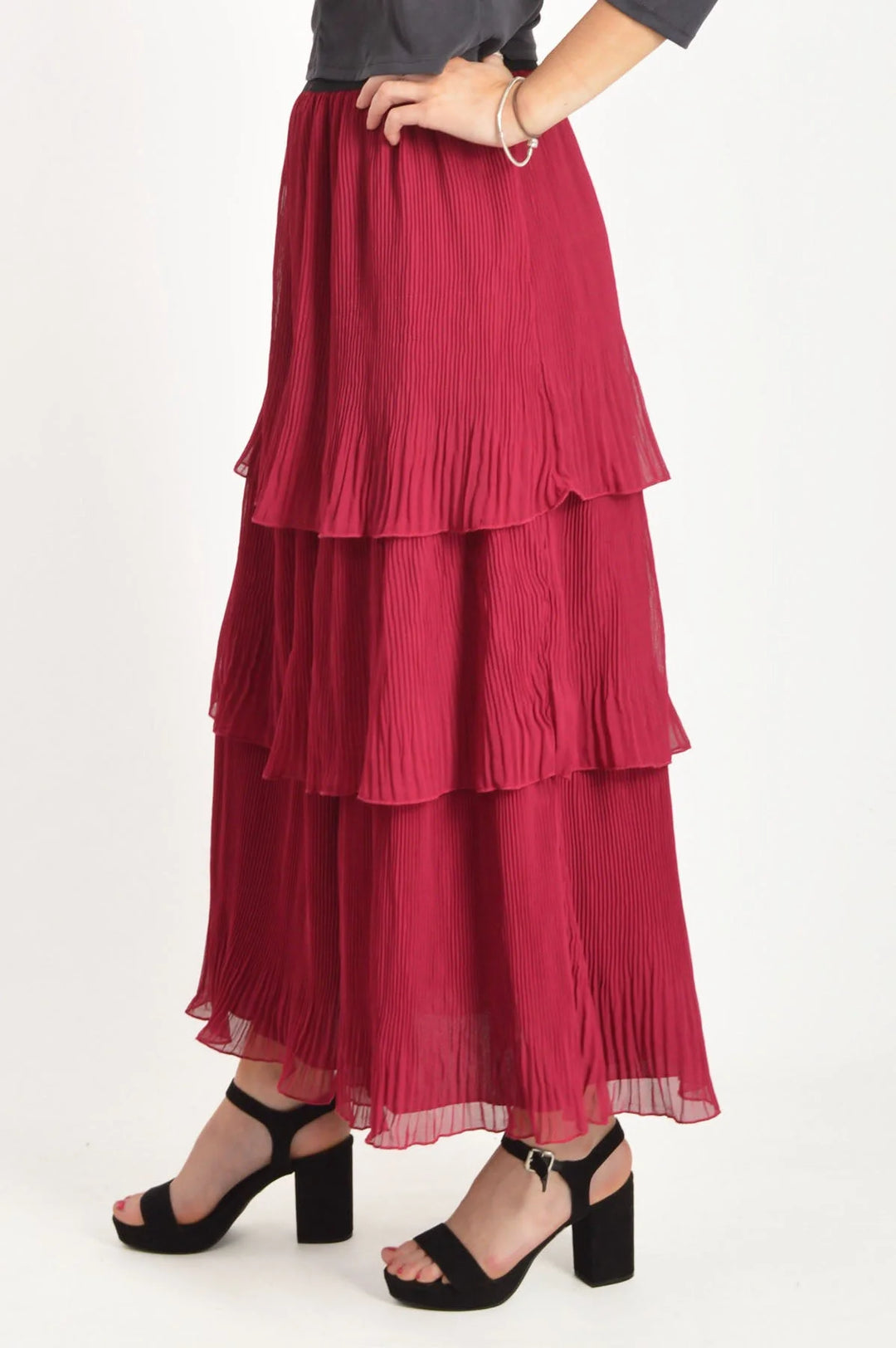 Oasis Tiered Plisse Maxi Skirt