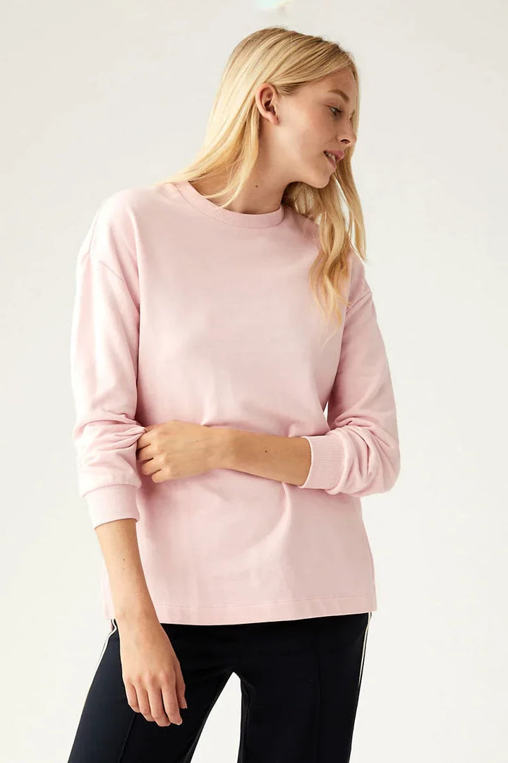 M&S Plain Cotton Rich Sweatshirt Pale Pink / 10