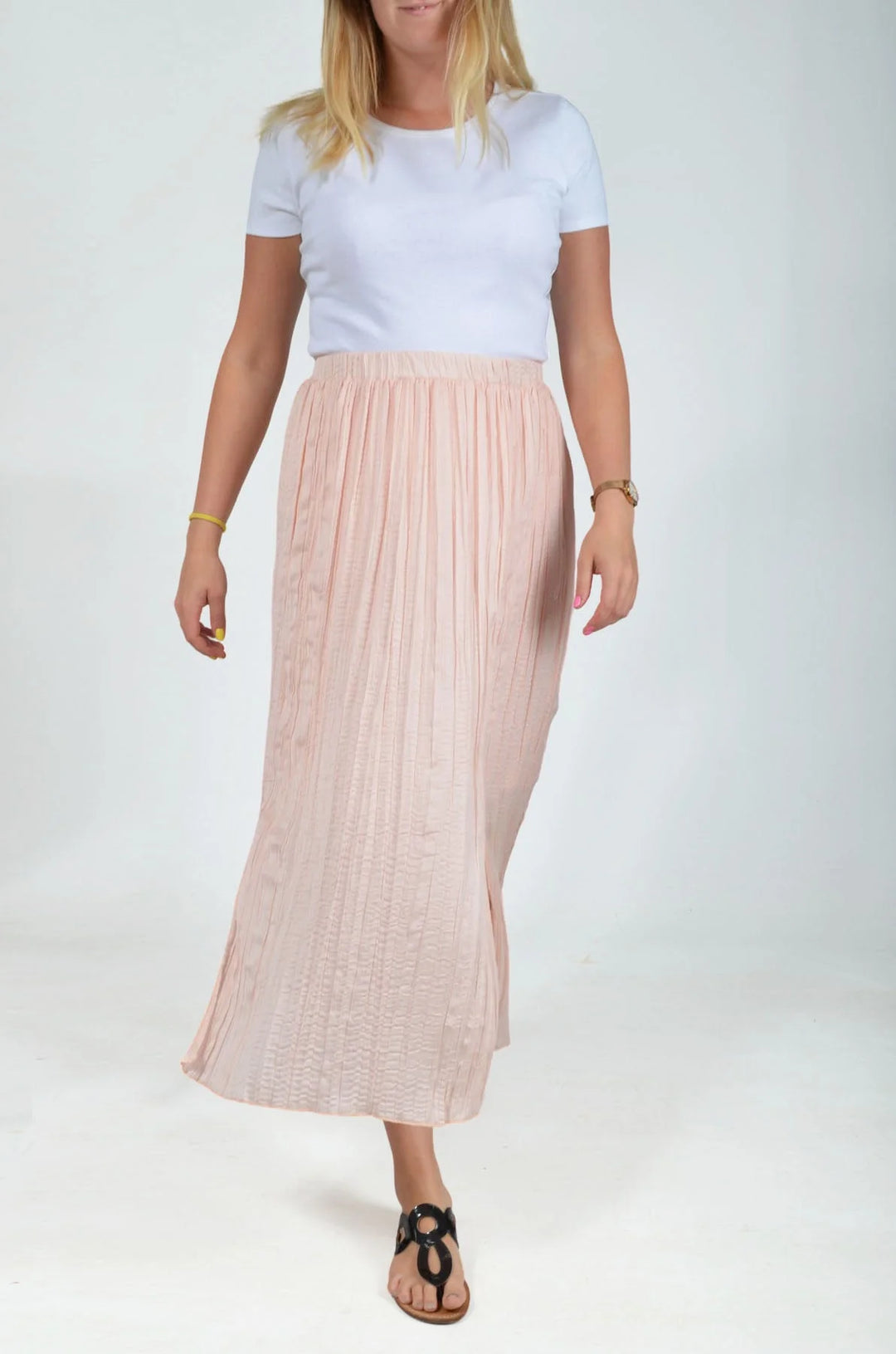 C&A Plisse Midi Maxi Skirt Dusky Pink / 8