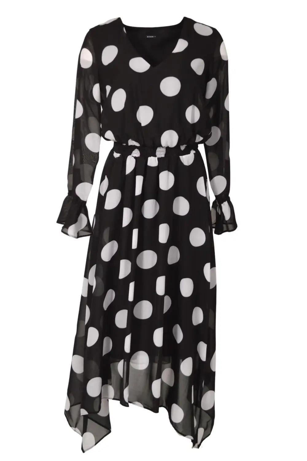 Roman Originals Polka Dot Hanky Hem Dress