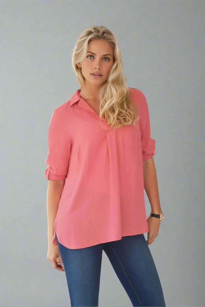 BHS Popover Pleat Front Blouse Pink / 8