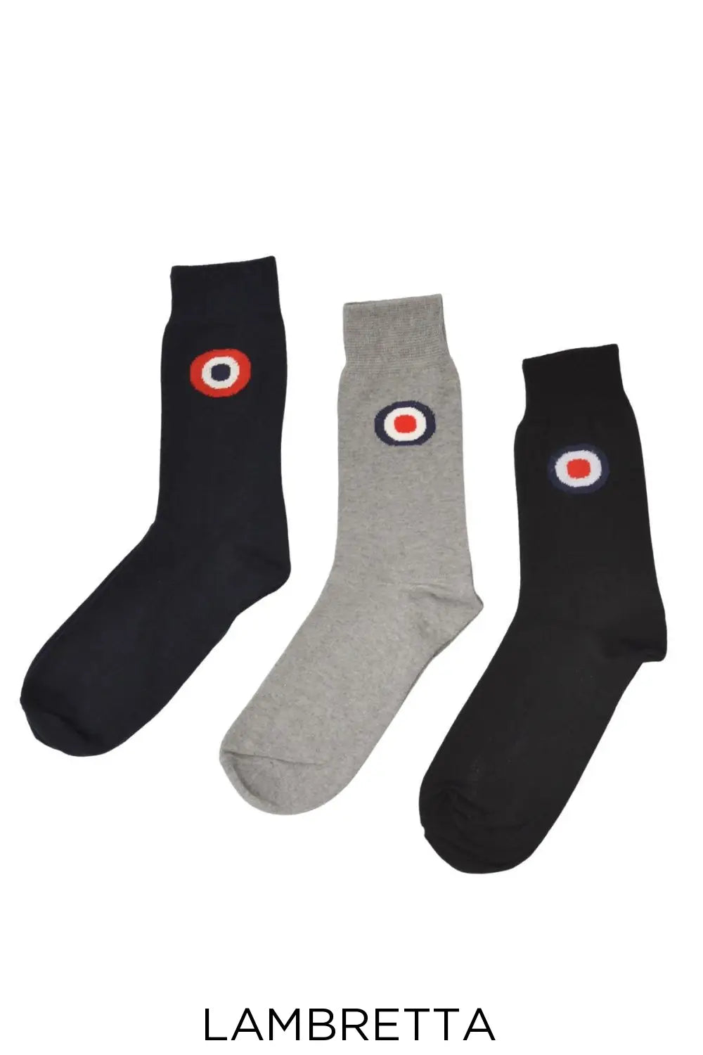 Lambretta Premium Socks - 3 Pack Grey/Navy/Black / One Size