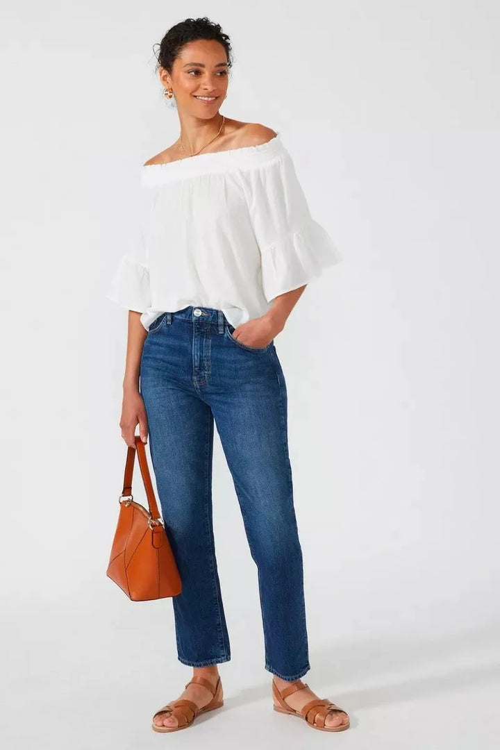 Principles Crinkle Bardot Top White / 8