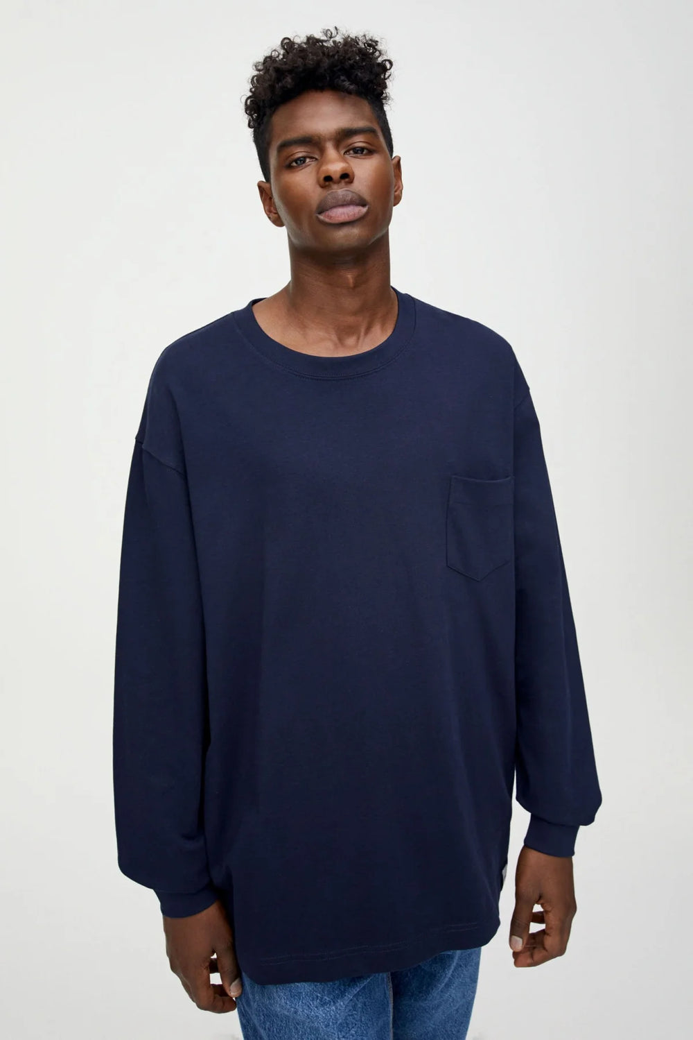 Pull & Bear Long Sleeve Relaxed Pocket Top