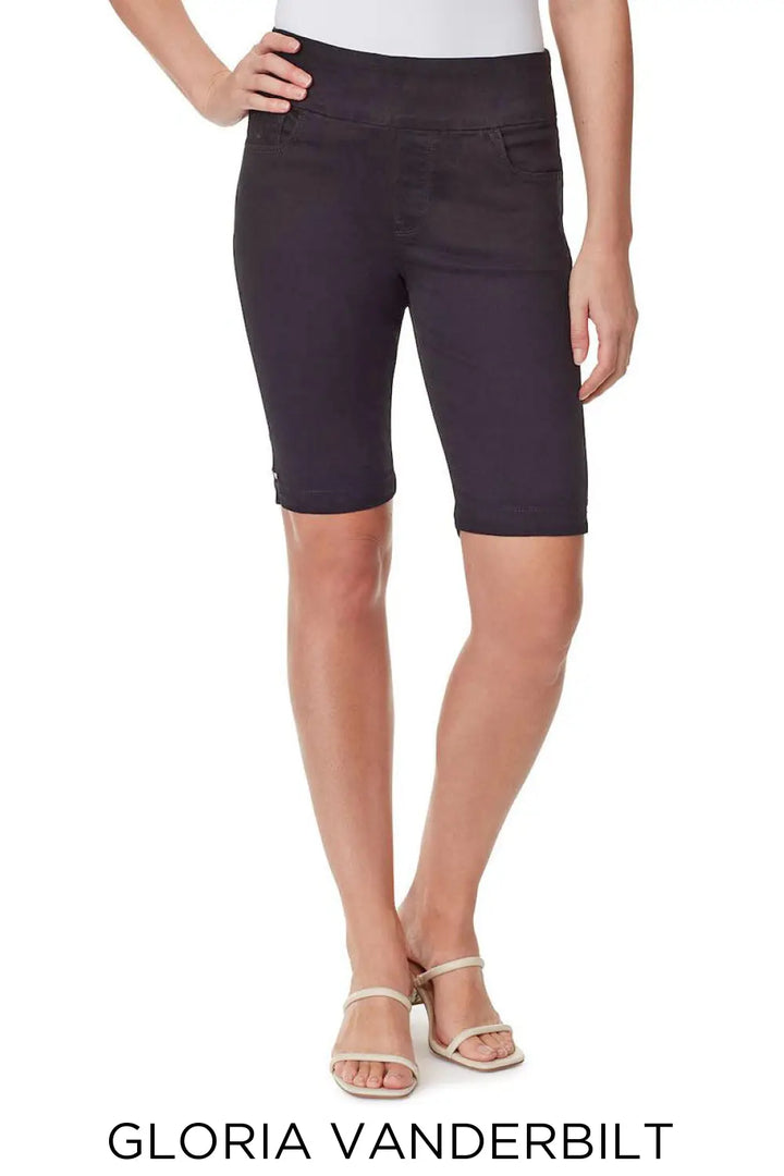 Gloria Vanderbilt Pull On Slimming Knee Shorts Black / 12