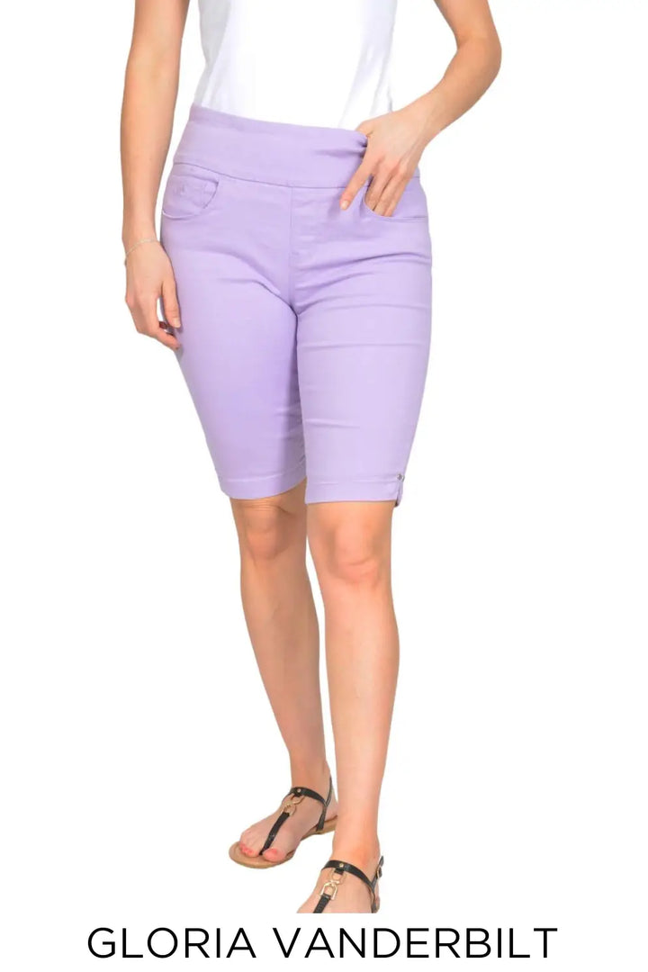 Gloria Vanderbilt Pull On Slimming Knee Shorts Lilac / 14