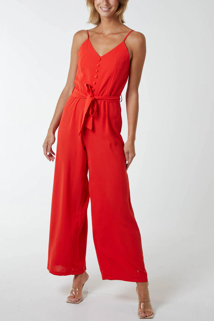 Strappy Button Down Jumpsuit