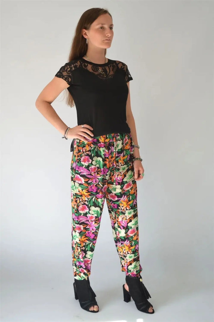 Secret Label Relaxed Hareem Pants Pink/Orange Floral / S