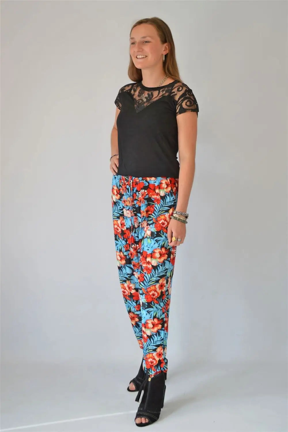 Secret Label Relaxed Hareem Pants Orange/Turquoise Floral /