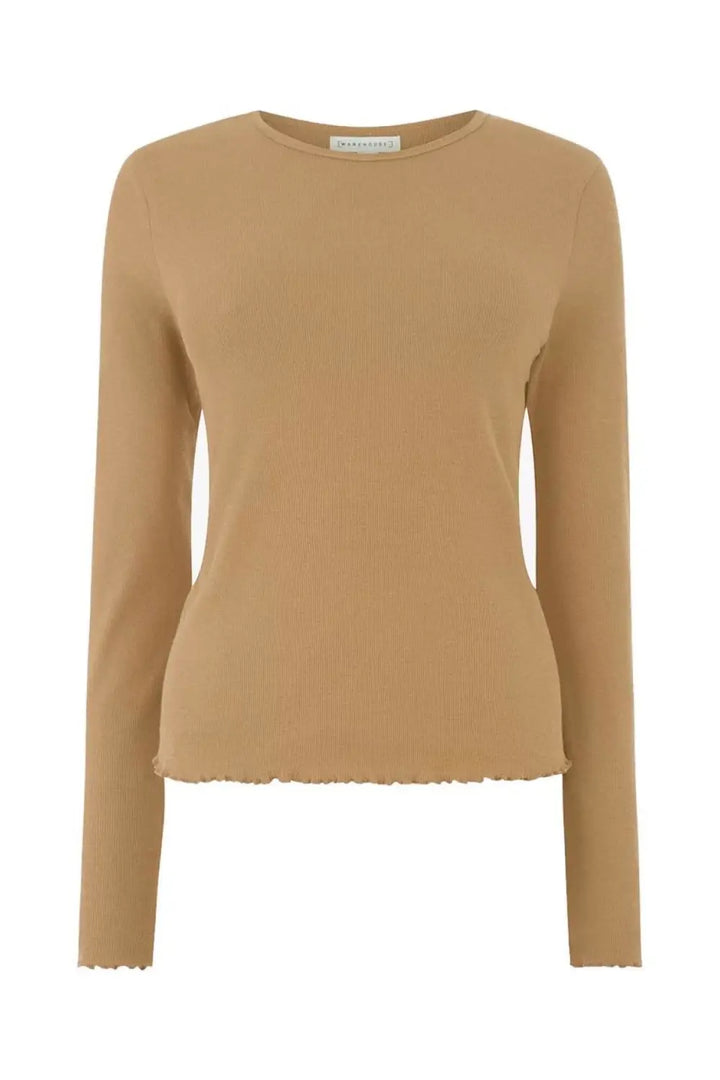 Warehouse Ribbed Long Sleeve Top