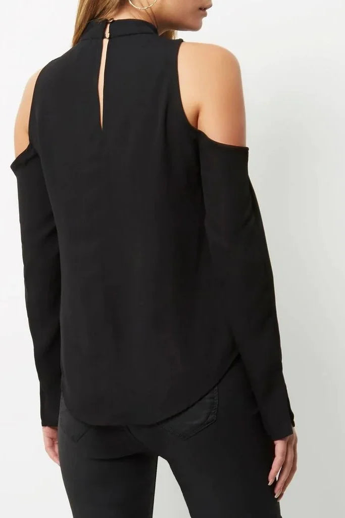 River Island Cold Shoulder Satin Blouse