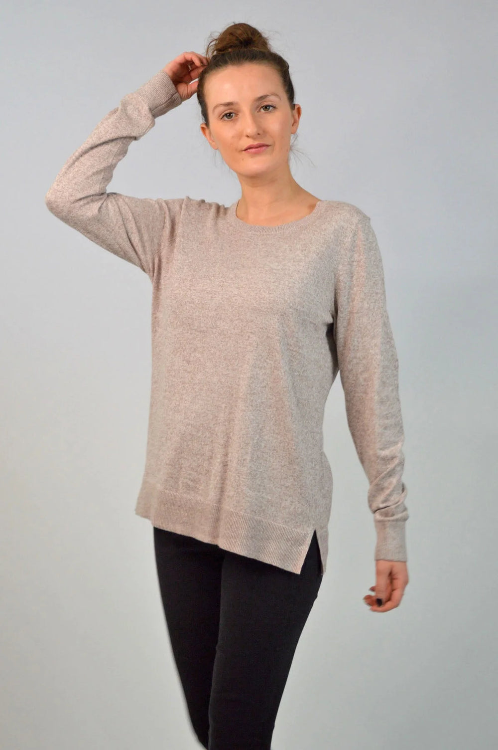 Gap Round Neck Cotton Blend Marl Jumper Blush / XS