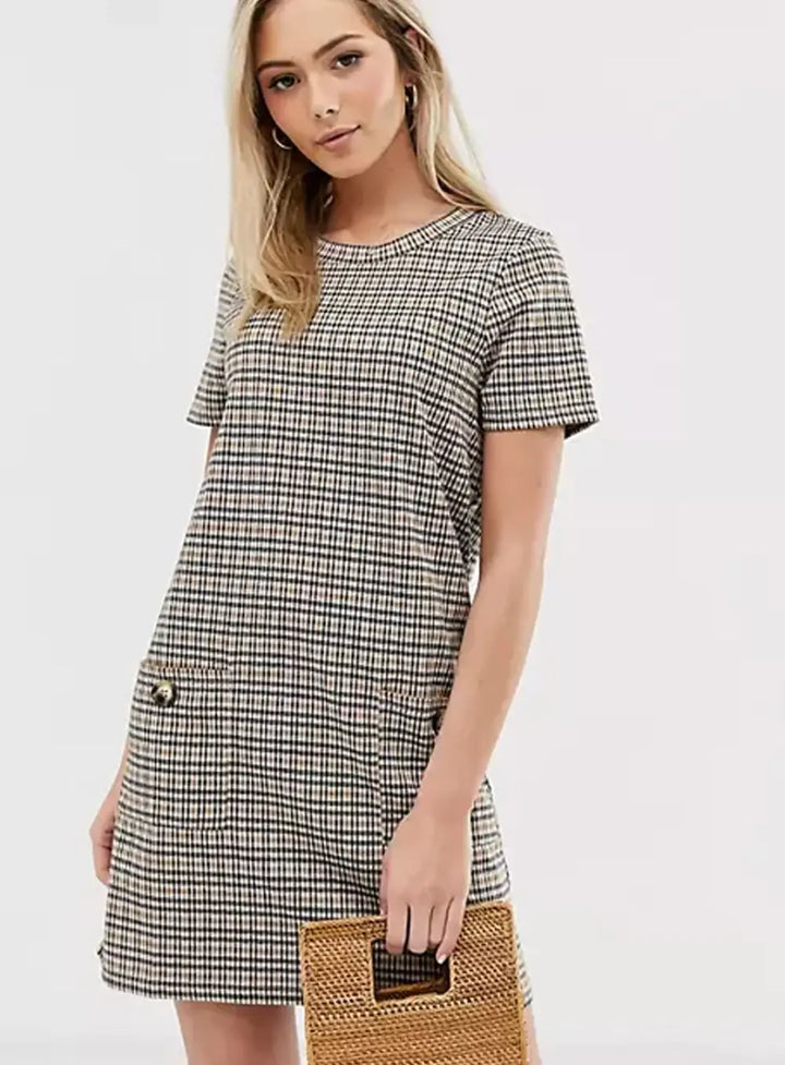 Check Jersey Retro Dress