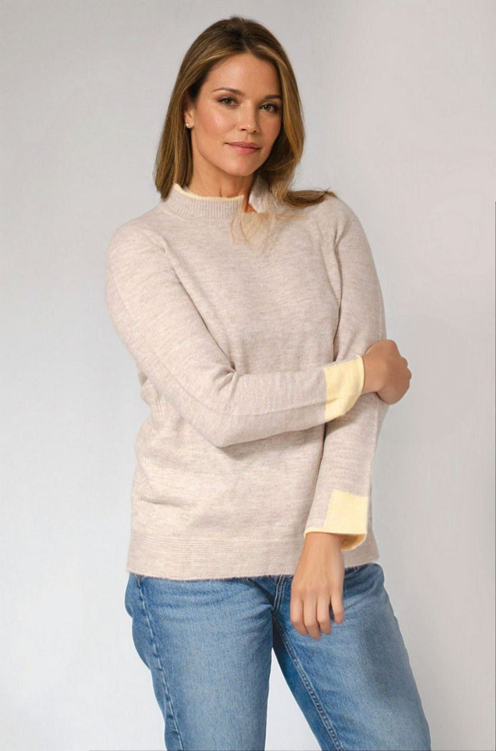 Funnel Neck Jumper Contrast Edging