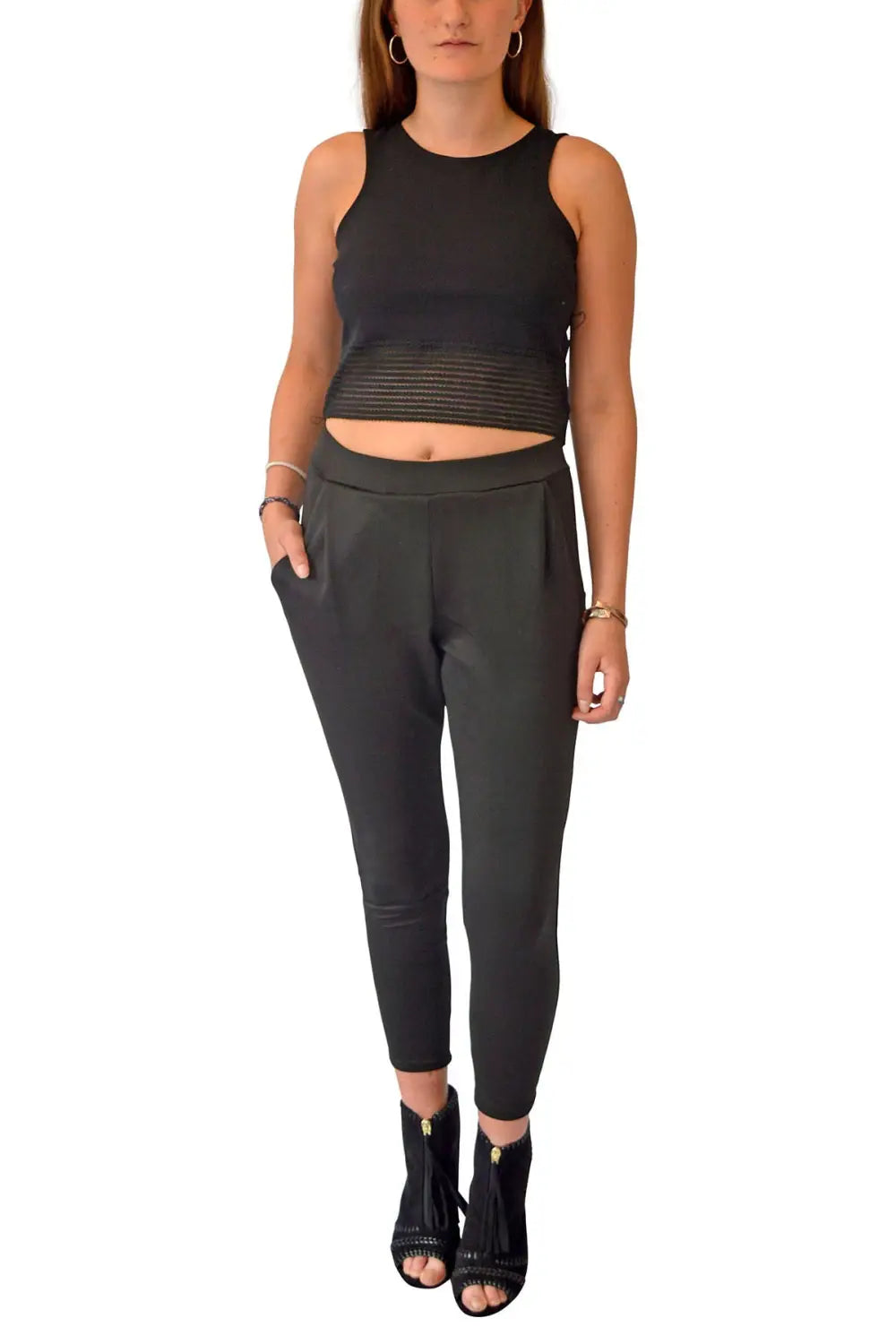 Grape Scuba Pleat Front Crop Trousers