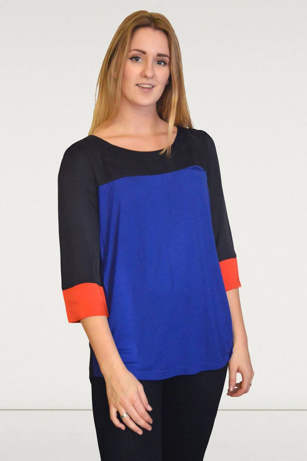 Secret Label Block Colour Satin Top Blue/Black/Red / 10