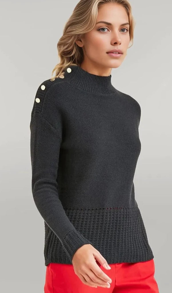 Secret Label Button Shoulder Cotton Jumper Black / 18