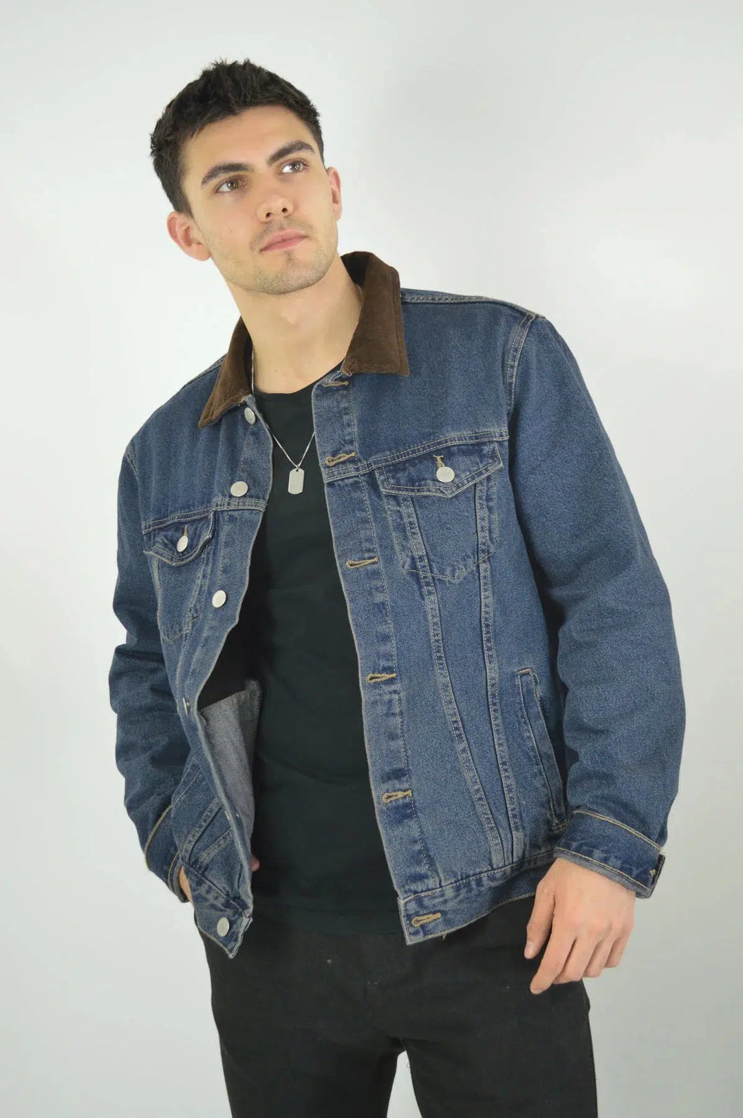 Secret Label Denim Jacket Cord Collar Blue / XS