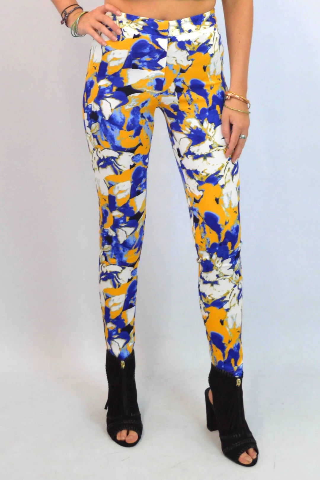 Secret Label Floral Scuba Jeggings Yellow/Blue / 6