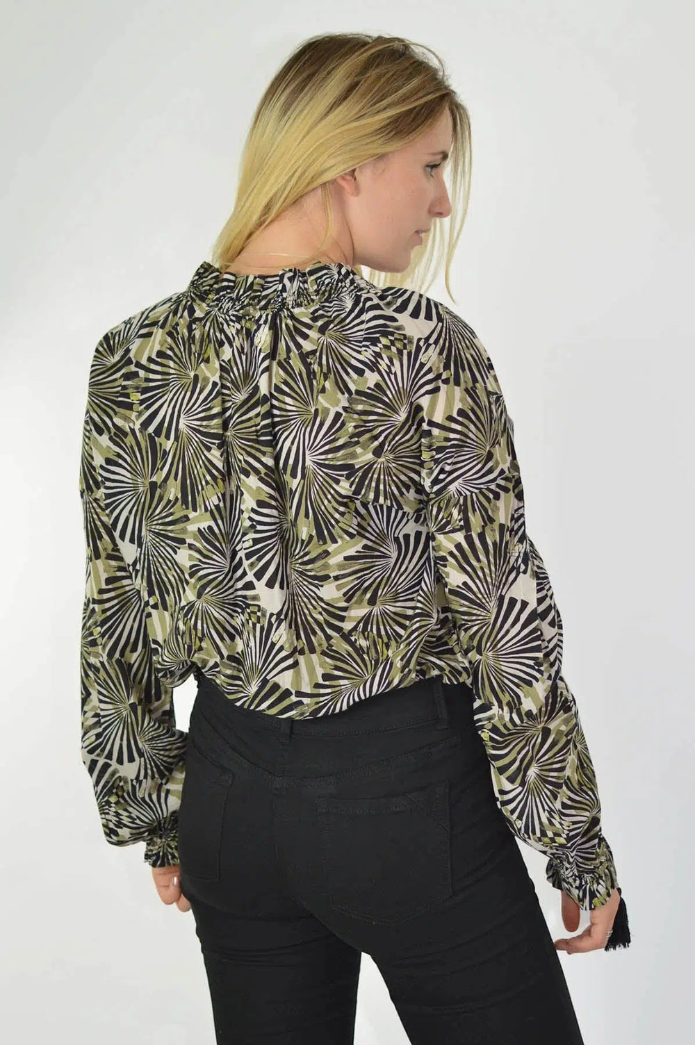 Secret Label Palm Print Tassle Blouse