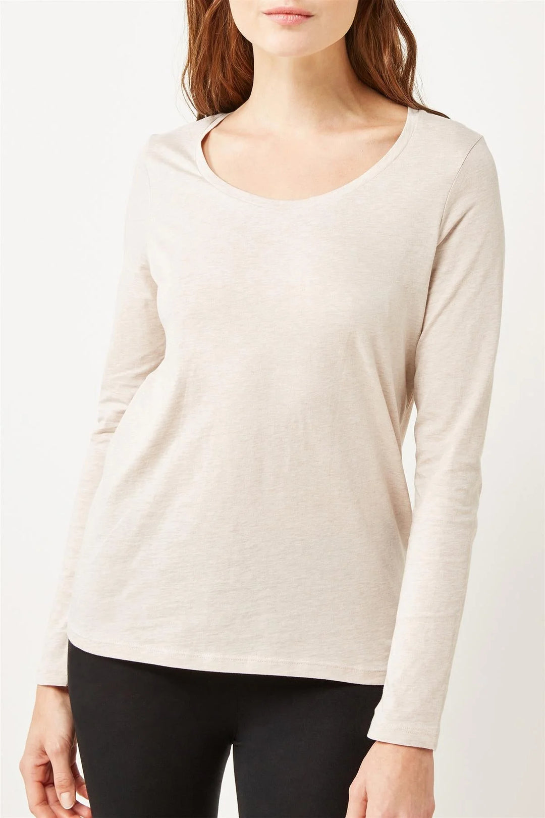 Secret Label Scoop Neck Long Sleeve T Shirt Beige / 24