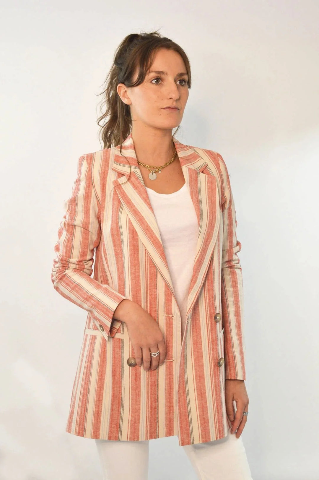 Secret Label Striped Double Breasted Blazer