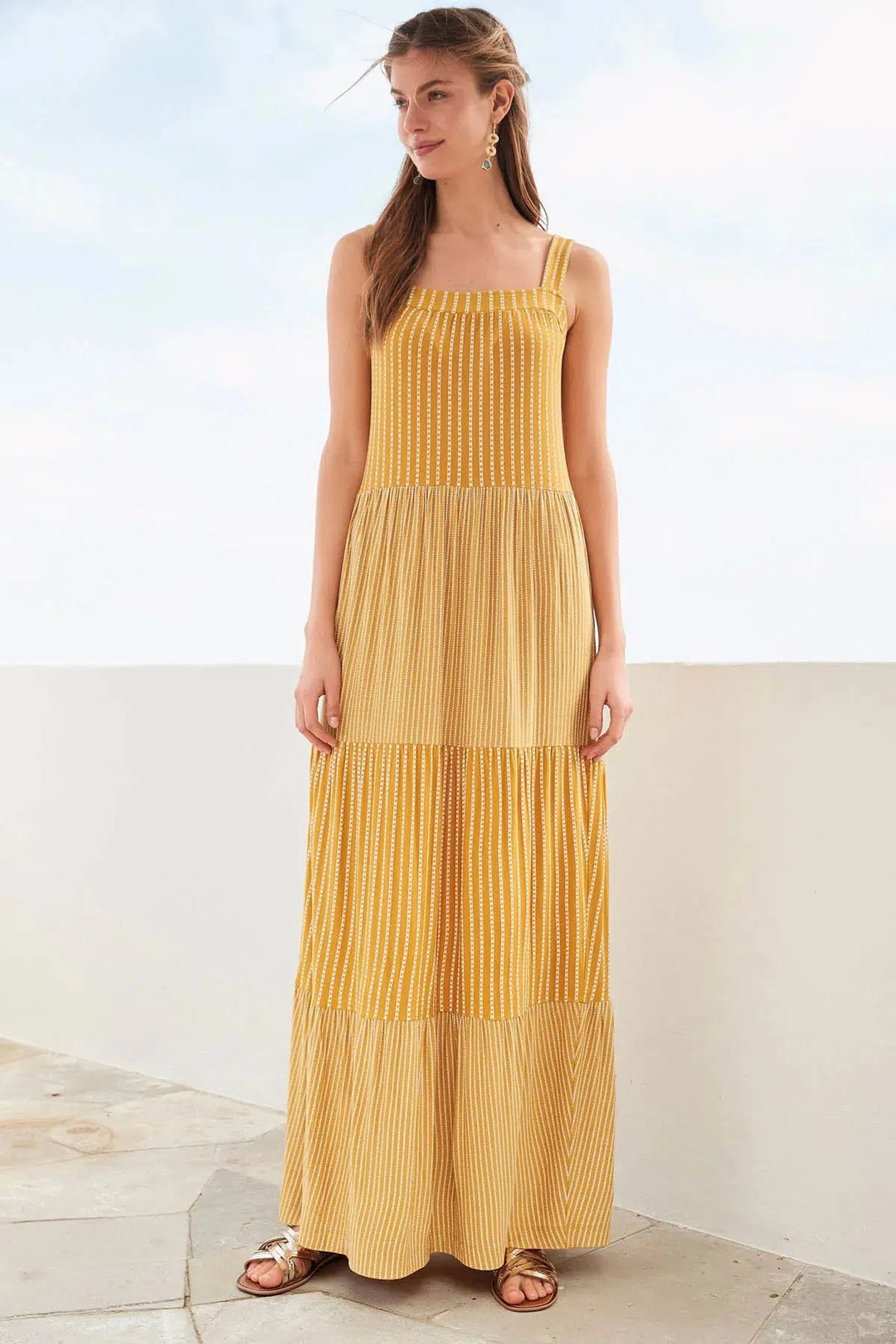 Secret Label Tiered Maxi Dress Ochre / 6 / Petite