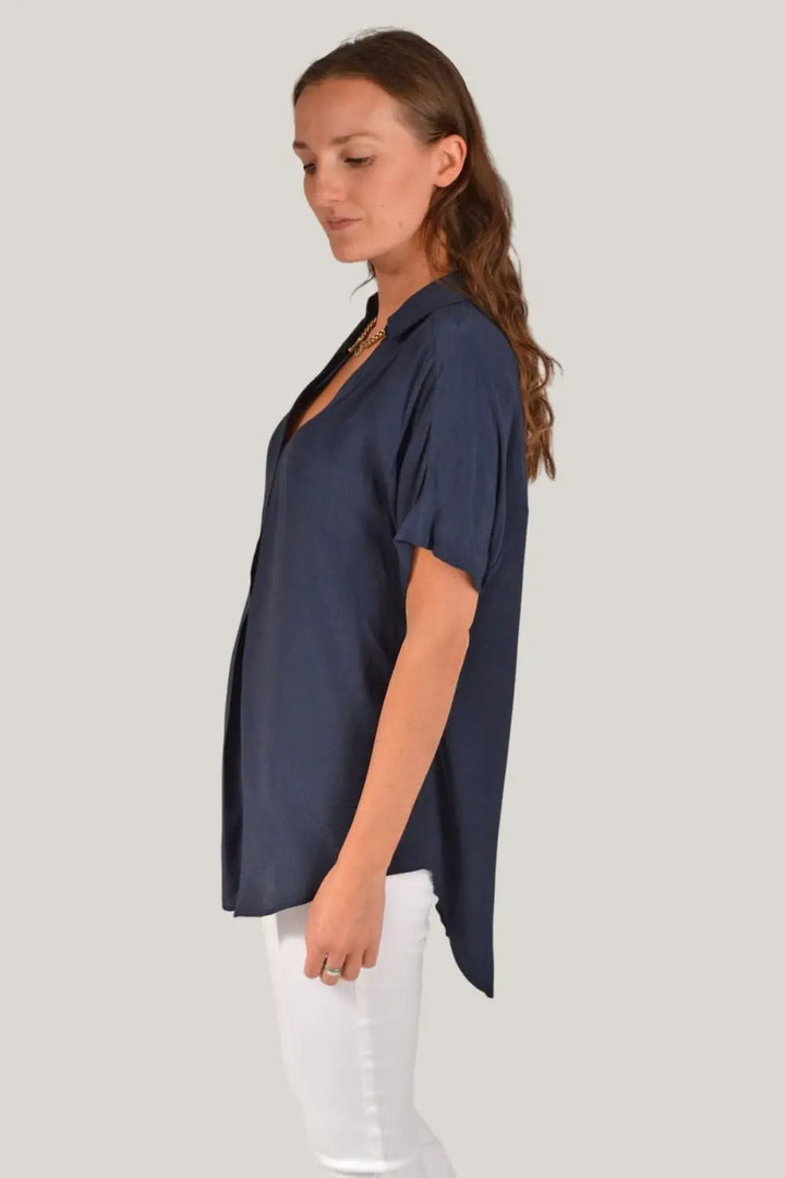 Secret Label Short Sleeve Pleat Front Top