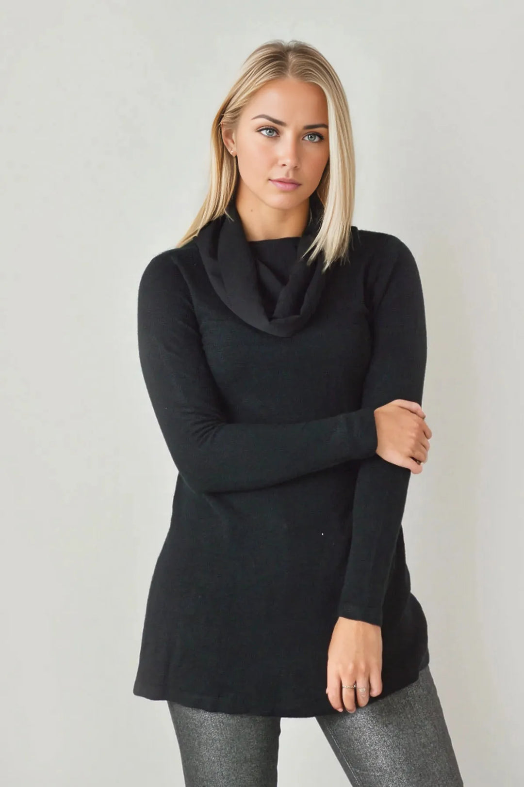 M&S Silky Cowl Neck Tunic Jumper Black / 6