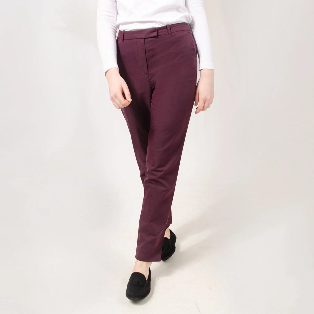 M&S Straight Leg Chino Trousers Burgundy / 10 / Short