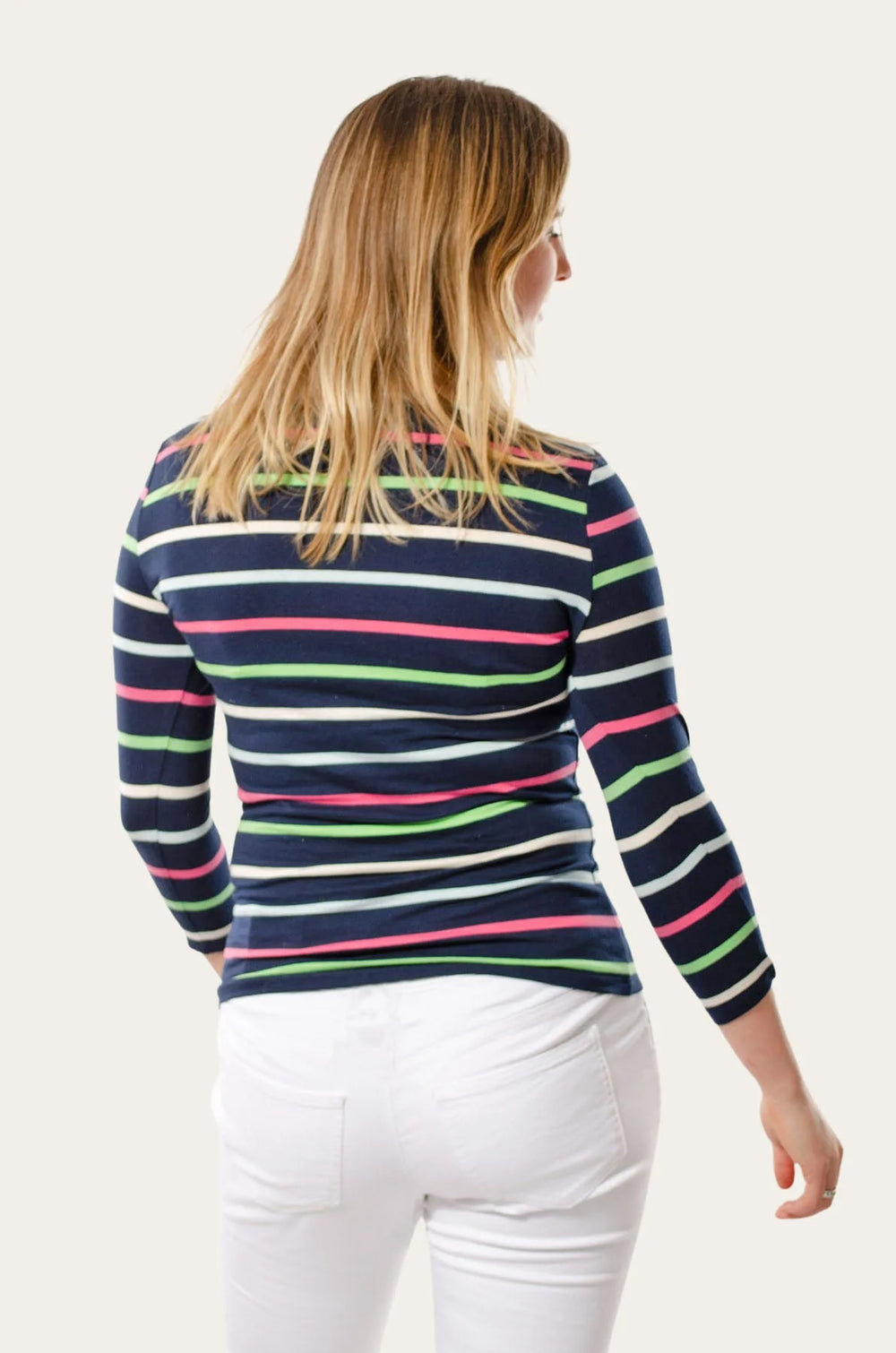 M&S Striped cotton rich slash neck tops