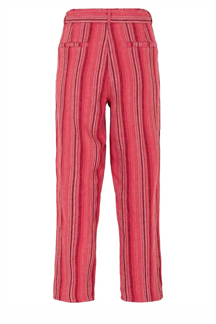 Bon Marche Striped Linen Blend Crop Trouser