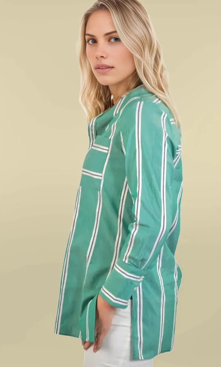 M&S Striped Long Line Shirt