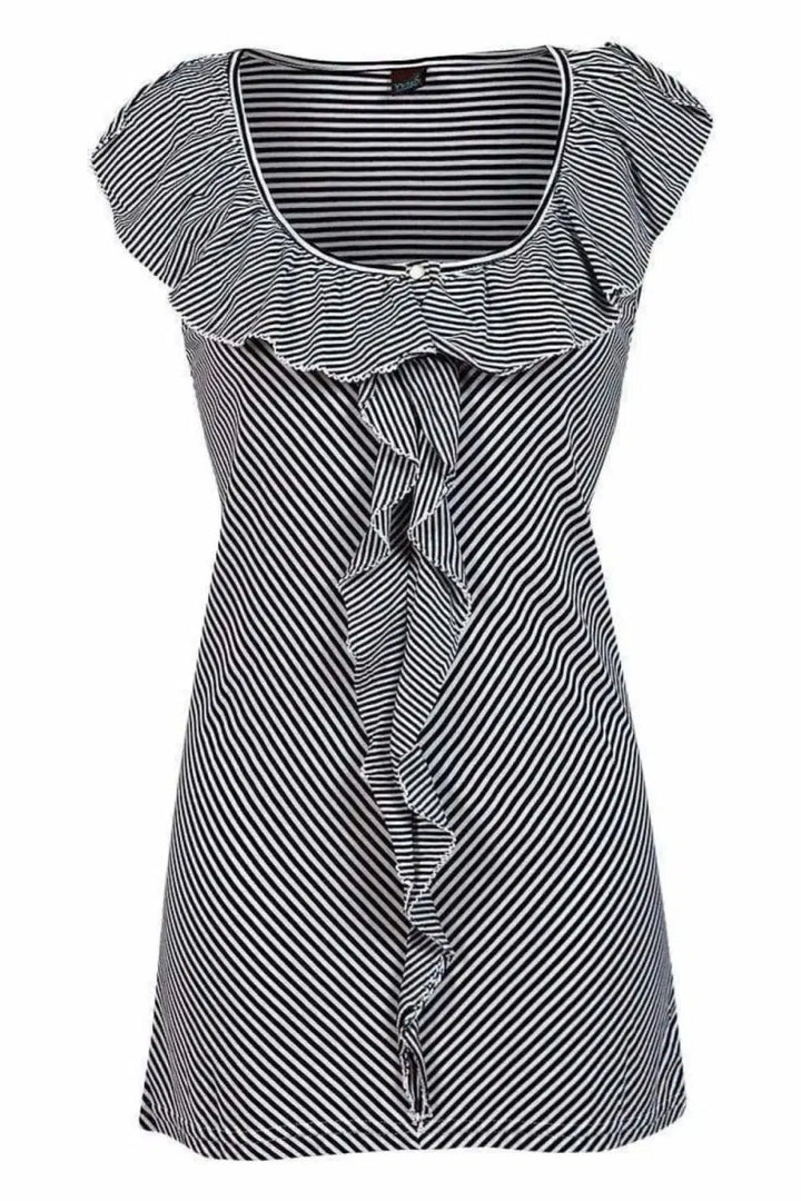 Secret Label Striped Sleeveless Ruffle Top