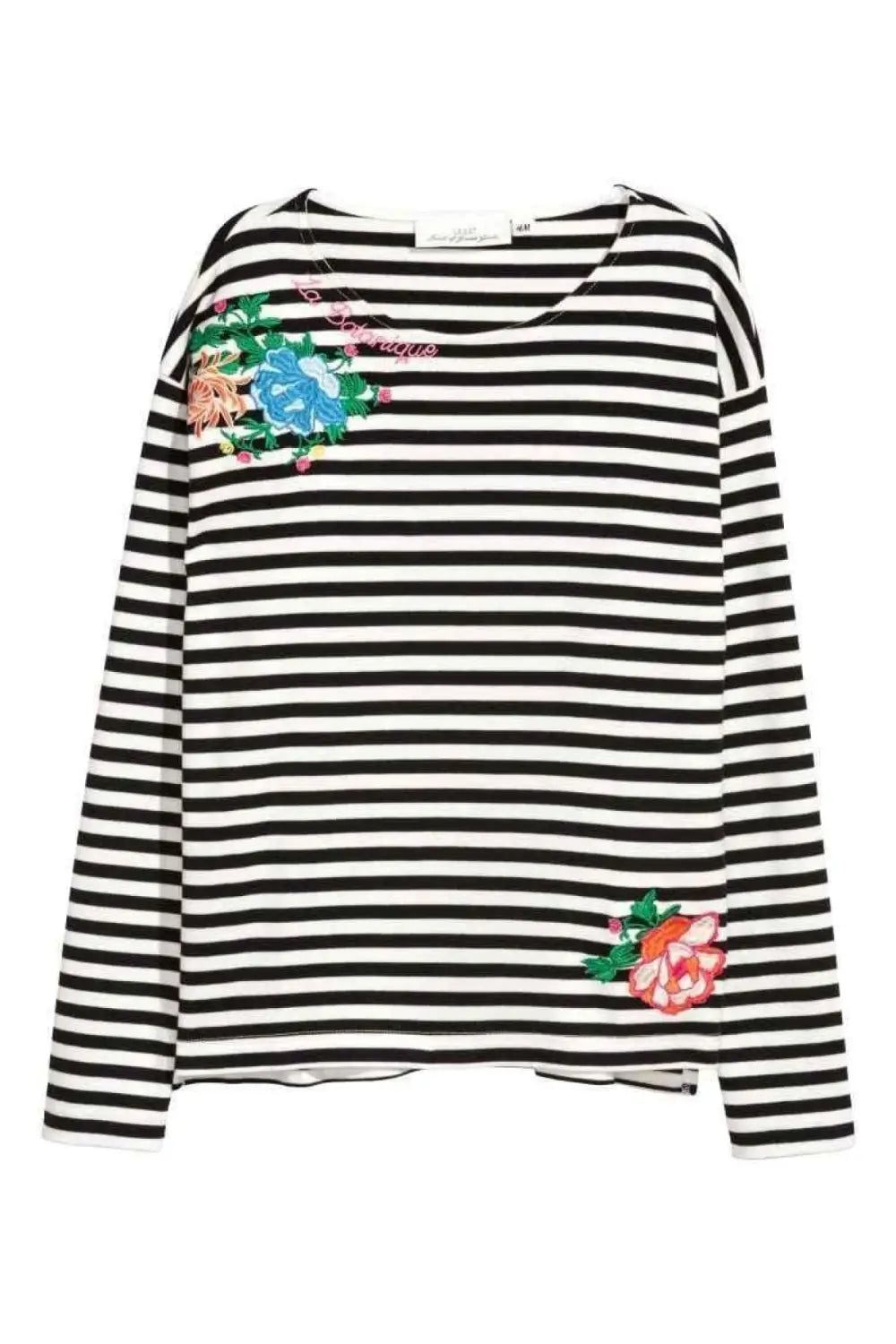 H&M Striped Top Floral Applique