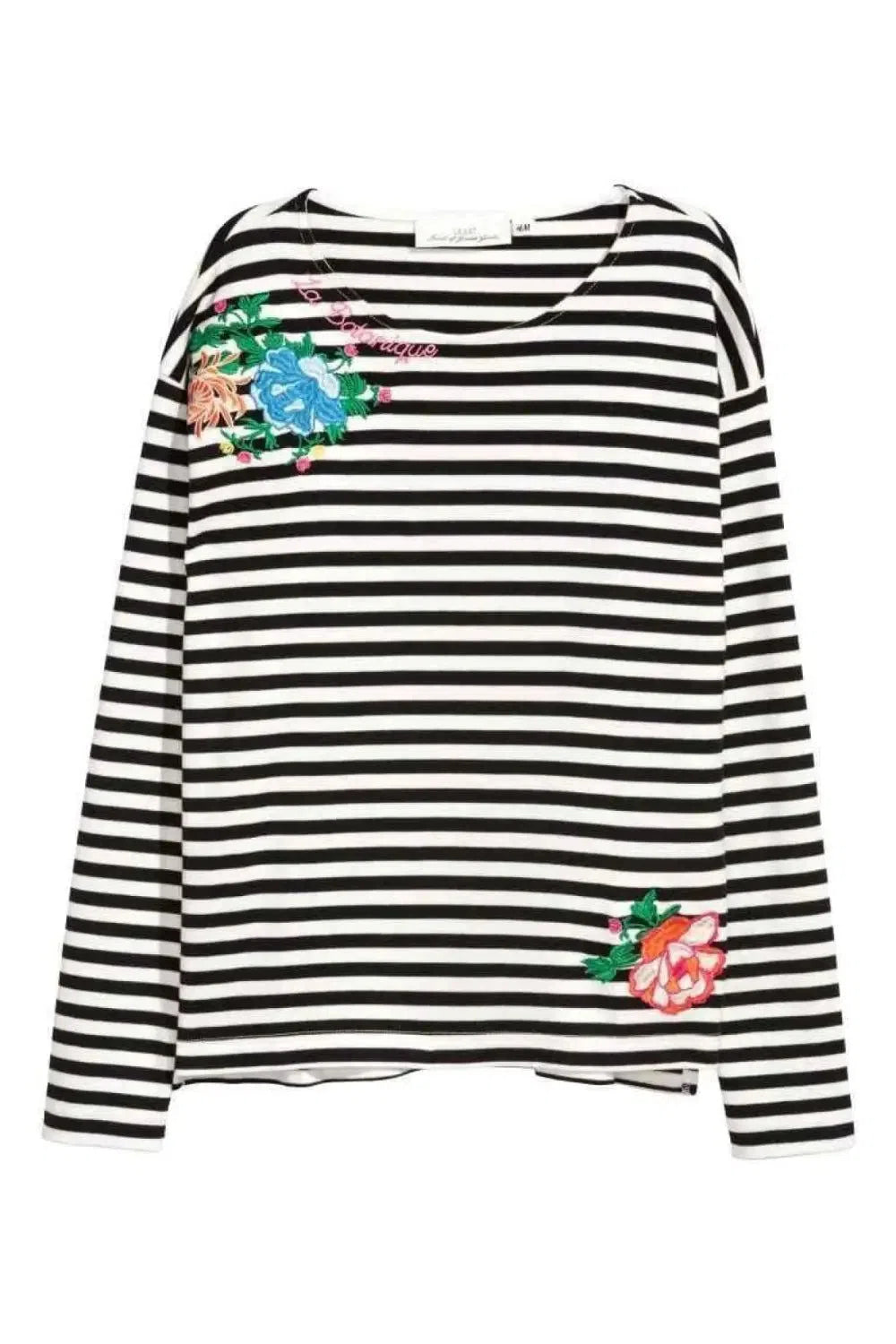 H&M Striped Top Floral Applique