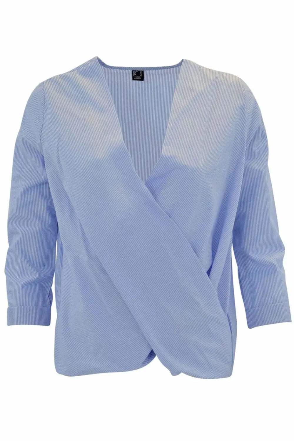 Secret Label Blue Striped Wrap Blouse | Secret Label