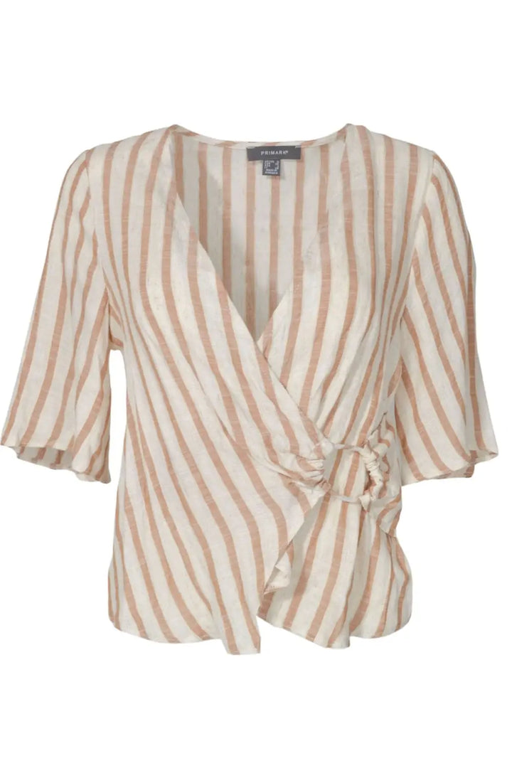 Secret Label Striped Wrap Linen Blouse