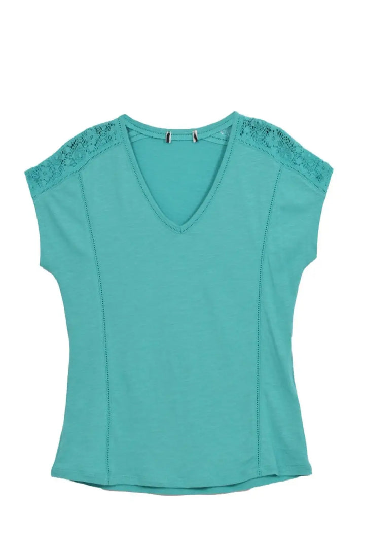 M&S Per Una Teal V Neck Summer Top