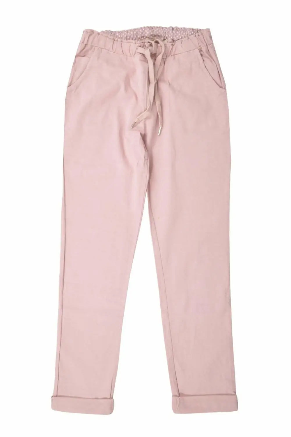 Nougat Tie Front Cotton Roll Hem Trousers