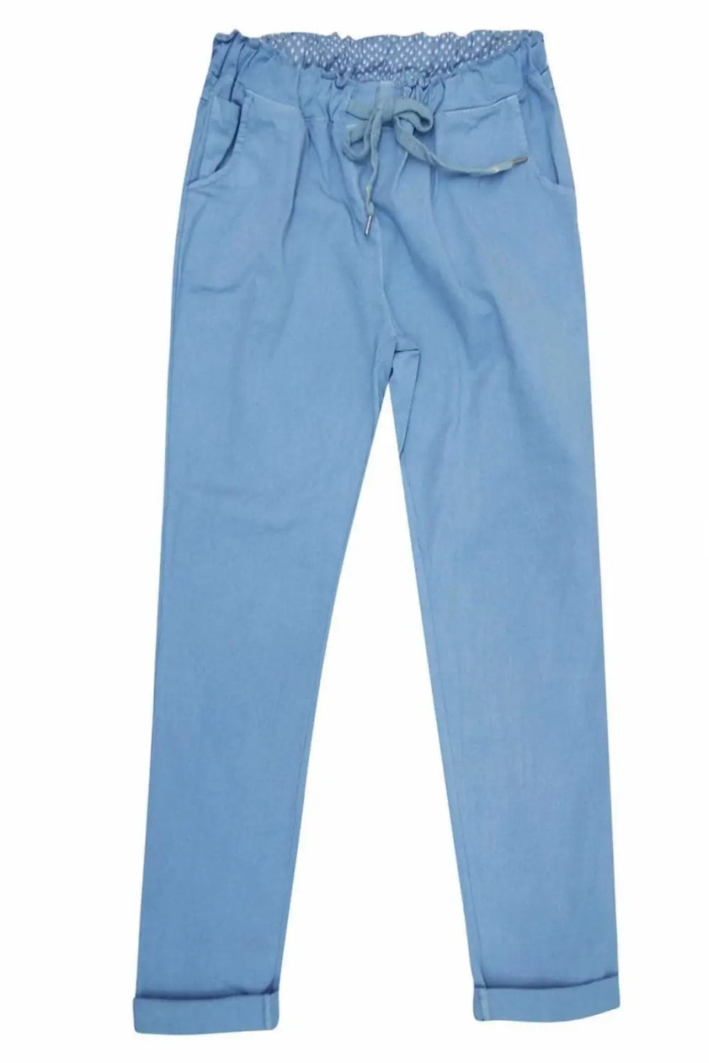 Nougat Tie Front Cotton Roll Hem Trousers