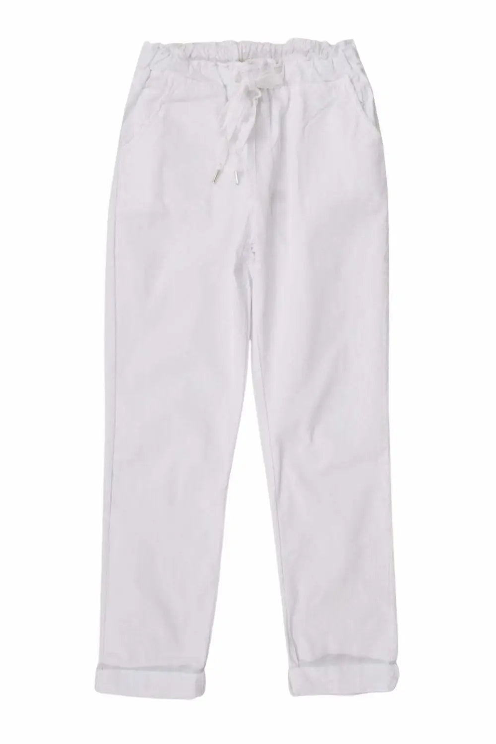 Nougat Tie Front Cotton Roll Hem Trousers