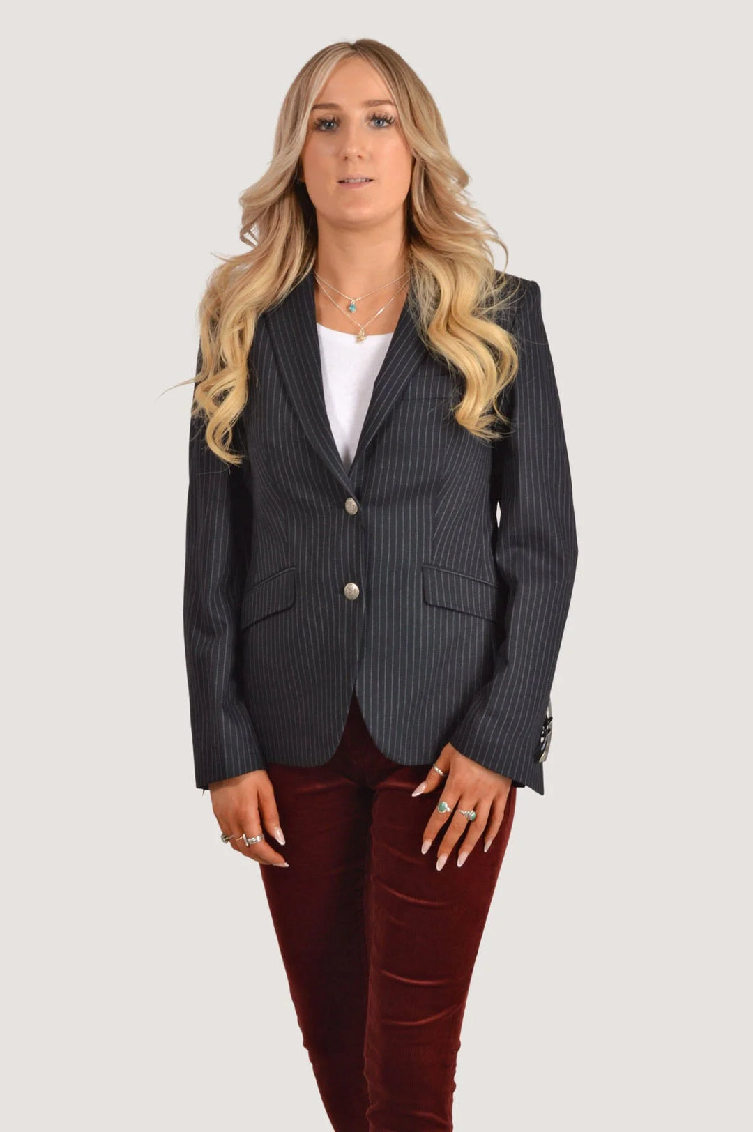 Turo Tailor Pinstripe Blazer Jacket Navy / 8