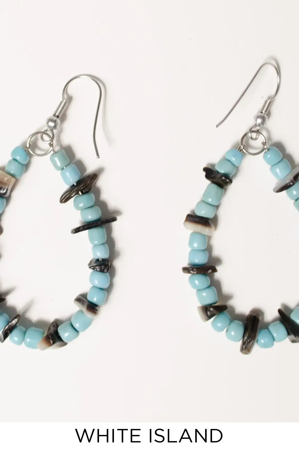 White Island Turquoies Bead Hoop Dangle Earrings