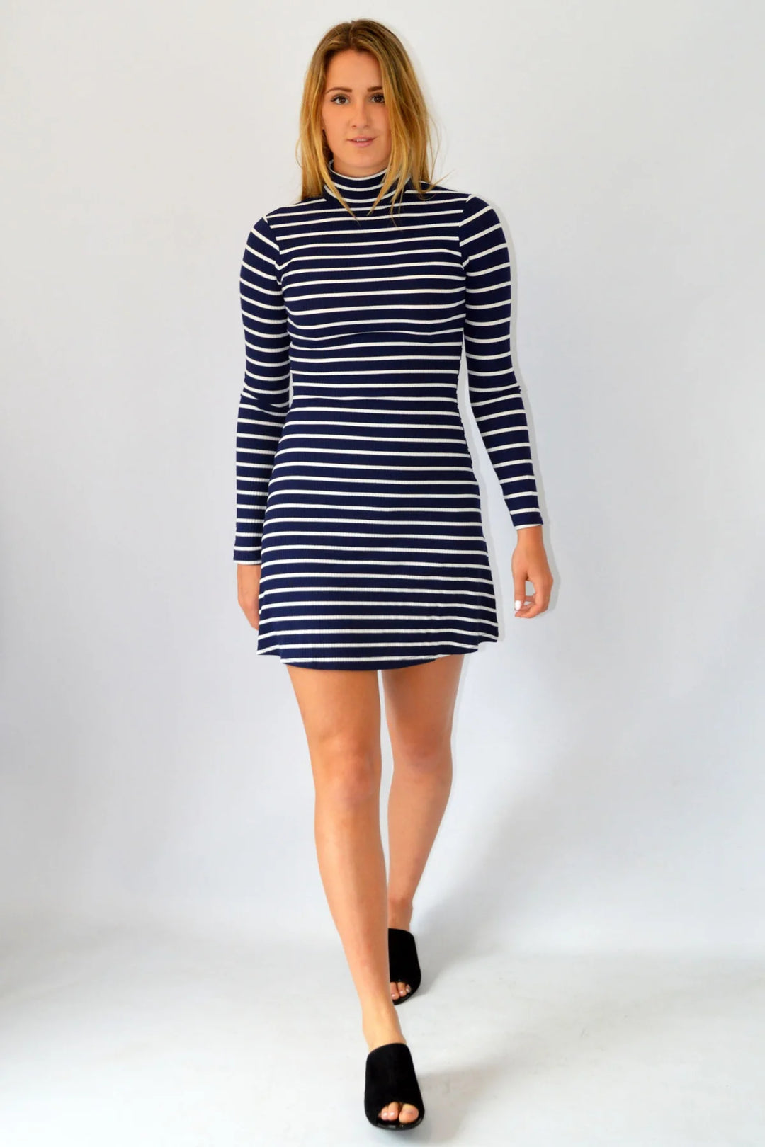 Striped Ribbed Polo Dress