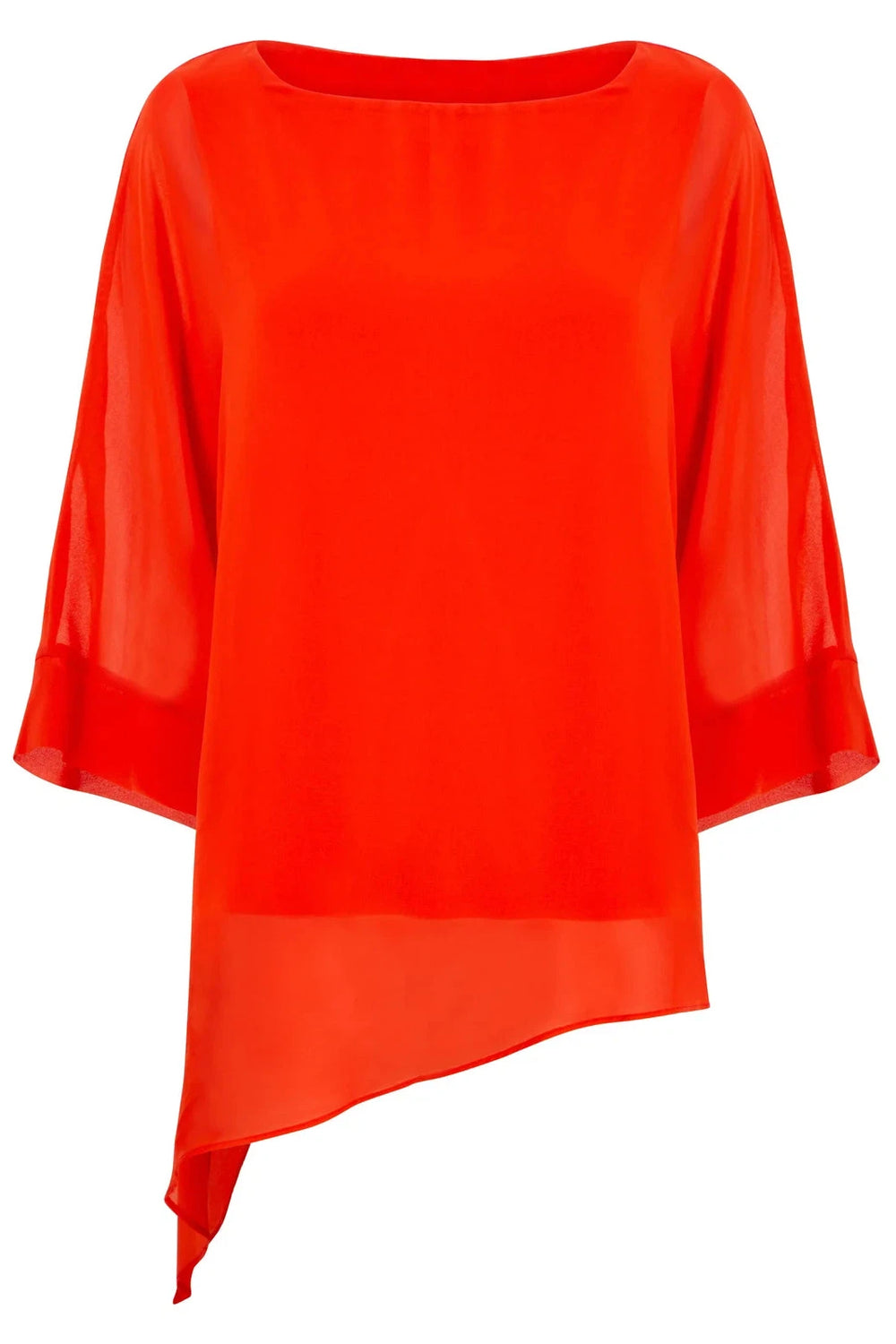 Wallis Slant Hem Chiffon Overlay Blouse Red / M